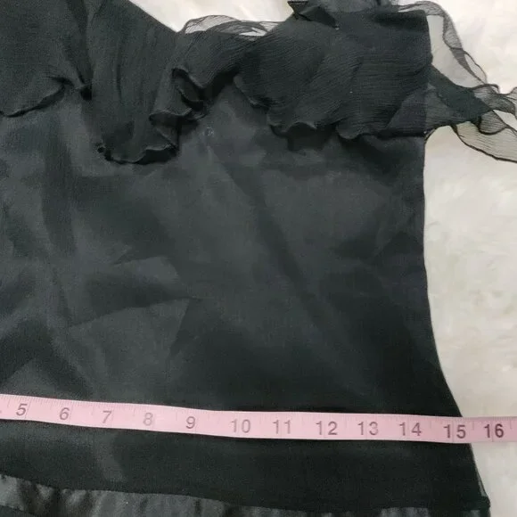 Laundry By Shelli Segal Whimsy Goth Twee Ribbon Waist Silk Dress Women's Size 2 - Picture 8 of 10